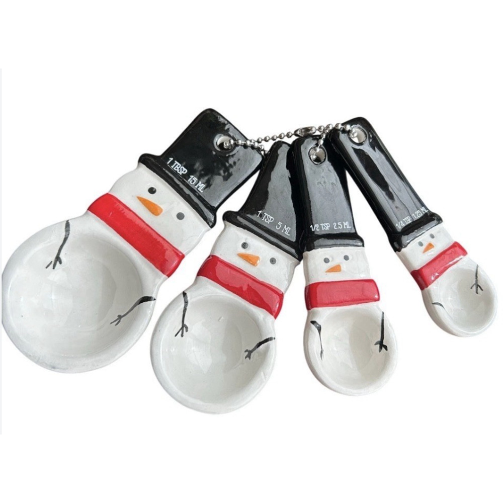 Christmas Snowman Novelty Ceramic Measuring Spoons Bullseye (set Of 4)